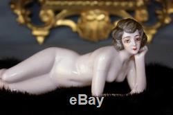 Large Dressel Kister Bathing Beauty Art Deco Nude Lady Porcelain Half Doll RARE