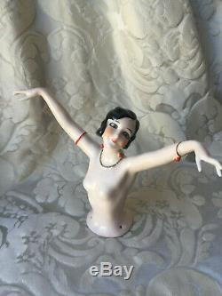 Large Half-doll/demi-figurine/buste Porcelaine/teepuppe/pincushion/art Deco/xxl