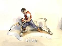 Large Original Herend Figurine #5476 Toldi And The Bull