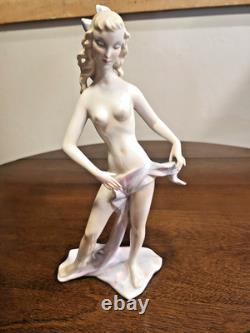 Large Rare Vintage Schaubach Knust Wallendorf Nude Dancer Figurine 1950s