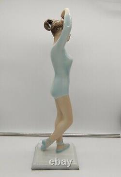 Large Vintage Ronzan Italy Art Deco Woman Porcelain figure, 18 1/2 in