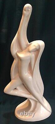 Large Vintage Royal Haeger Art Deco Porcelain Nude Lady In Pink 6041 24 High