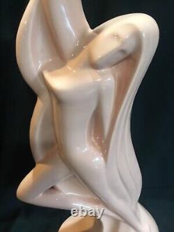 Large Vintage Royal Haeger Art Deco Porcelain Nude Lady In Pink 6041 24 High