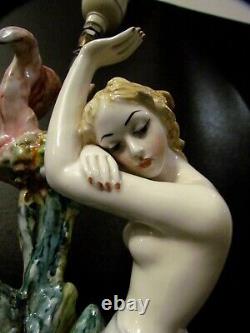 Lenci Art Deco Porcelain Lady Nude Lamp Vincenzo Bertolotti V. B. C. M Figurine