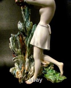 Lenci Art Deco Porcelain Lady Nude Lamp Vincenzo Bertolotti V. B. C. M Figurine