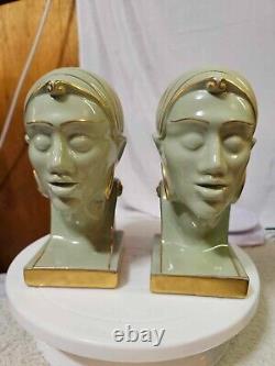 Lenox 2 RARE Vtg Art Deco Bust Prototype Figurine Porcelain/ Ceramic 7 3/4 H