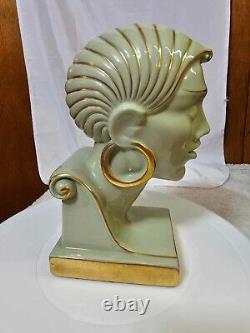 Lenox 2 RARE Vtg Art Deco Bust Prototype Figurine Porcelain/ Ceramic 7 3/4 H