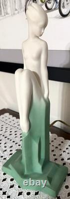 Lenox Art Deco Green Lighted Nymph Statuette Lenox Art Deco Green Lighted Nymph Statuette