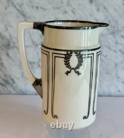 Lenox Belleek Silver Overlay Art Deco Laurel Wreath Water Pitcher 8 c. 1900