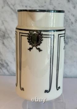 Lenox Belleek Silver Overlay Art Deco Laurel Wreath Water Pitcher 8 c. 1900