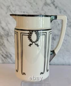 Lenox Belleek Silver Overlay Art Deco Laurel Wreath Water Pitcher 8 c. 1900