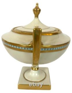 Lenox Belleek Sugar Creamer Set American Porcelain Art Deco Gold Antique RARE