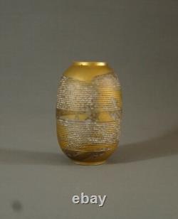 Limoges Lazeyras Beautiful Art Deco Ovoid Vase, Gold Stained Porcelain, Circa 1930
