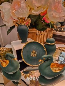 Limoges Porcelain antique miniatures Art Deco in Green color. Rare