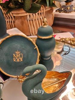 Limoges Porcelain antique miniatures Art Deco in Green color. Rare