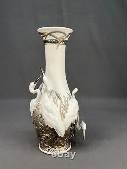 Lladro 14 Herons' Realm Silver Lustre Art Deco Porcelain Vase Mint