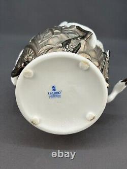 Lladro 14 Herons' Realm Silver Lustre Art Deco Porcelain Vase Mint