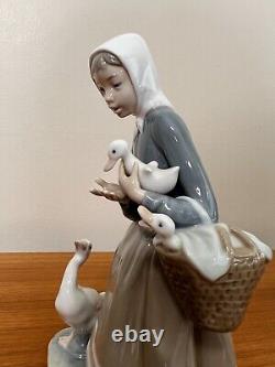 Lladro Daisa Shepherdess with Duck Figurine # 4568, 9 1/2 Tall, 5 1/2 Widest