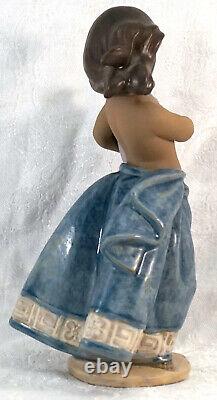 Lladro Gres Finish Little Peasant Girl Blue Skirt Model No. 2331 Retired