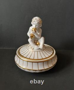 Lorenz Hutschenreuther''Der Apfelesser Cherub Art Deco Trinket Box Candy Dish