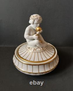 Lorenz Hutschenreuther''Der Apfelesser Cherub Art Deco Trinket Box Candy Dish