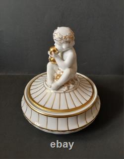 Lorenz Hutschenreuther''Der Apfelesser Cherub Art Deco Trinket Box Candy Dish