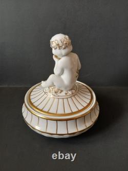 Lorenz Hutschenreuther''Der Apfelesser Cherub Art Deco Trinket Box Candy Dish