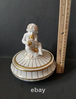 Lorenz Hutschenreuther''Der Apfelesser Cherub Art Deco Trinket Box Candy Dish