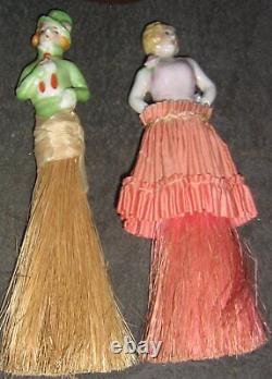 Lot 6 Art Deco Lustre Lady/Flapper Clothes Brush, Figural, Japan, Germany, Duster