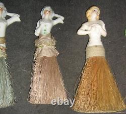 Lot 6 Art Deco Lustre Lady/Flapper Clothes Brush, Figural, Japan, Germany, Duster