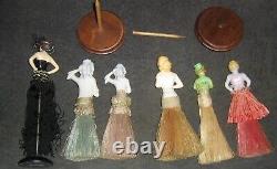 Lot 6 Art Deco Lustre Lady/Flapper Clothes Brush, Figural, Japan, Germany, Duster