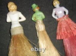 Lot 6 Art Deco Lustre Lady/Flapper Clothes Brush, Figural, Japan, Germany, Duster