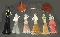 Lot 6 Art Deco Lustre Lady/Flapper Clothes Brush, Figural, Japan, Germany, Duster