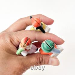 Lot Lady Place Card Holder Woman Figurine Porcelain VTG Art Deco Style Japan