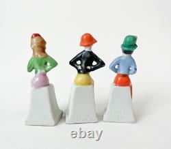 Lot Lady Place Card Holder Woman Figurine Porcelain VTG Art Deco Style Japan
