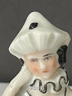 Lot Of 4 Antique German Porcelain Art Deco Pierrot Figurine PinCushion Half Doll