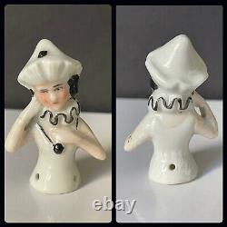 Lot Of 4 Antique German Porcelain Art Deco Pierrot Figurine PinCushion Half Doll