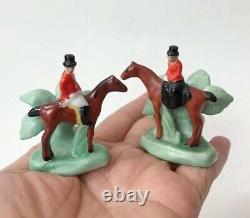 Lot Place Card Note Holder Fox Hunt Mini Lady Man Porcelain Figurine German VTG