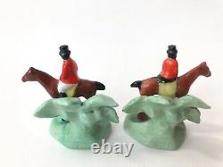 Lot Place Card Note Holder Fox Hunt Mini Lady Man Porcelain Figurine German VTG