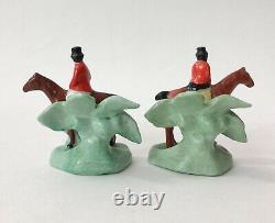 Lot Place Card Note Holder Fox Hunt Mini Lady Man Porcelain Figurine German VTG