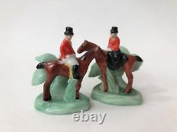 Lot Place Card Note Holder Fox Hunt Mini Lady Man Porcelain Figurine German VTG