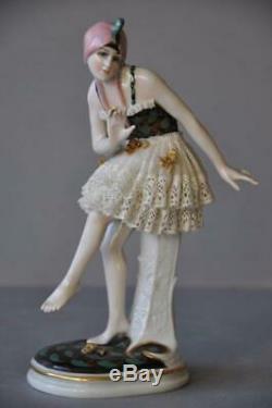 Lovely Gorgeous Art Deco Porcelain Dresden Lace Ens Volkstedt Lady Figurine