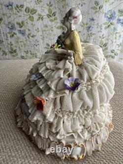 Luigi Fabris Italian Capodimonte Porcelain and Lace Dress Figurine (Yellow Top)