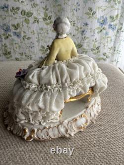 Luigi Fabris Italian Capodimonte Porcelain and Lace Dress Figurine (Yellow Top)