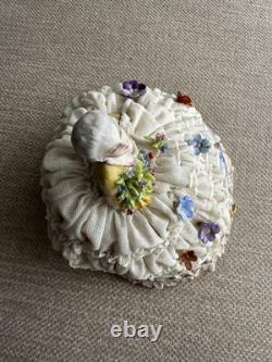 Luigi Fabris Italian Capodimonte Porcelain and Lace Dress Figurine (Yellow Top)