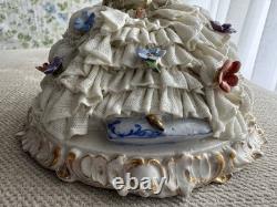 Luigi Fabris Italian Capodimonte Porcelain and Lace Dress Figurine (Yellow Top)