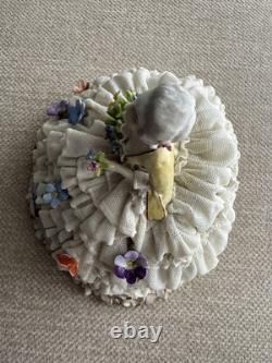 Luigi Fabris Italian Capodimonte Porcelain and Lace Dress Figurine (Yellow Top)