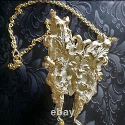 Luxury jewelry gothic art deco nouveau necklace pendant skull moth butterfly bib