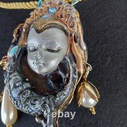Luxury jewelry gothic art deco nouveau necklace pendant woman moon shell beads 1