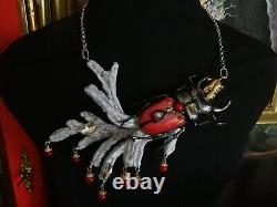 Luxury jewelry necklace vintage art nouveau deco liberty pendant charm insect by